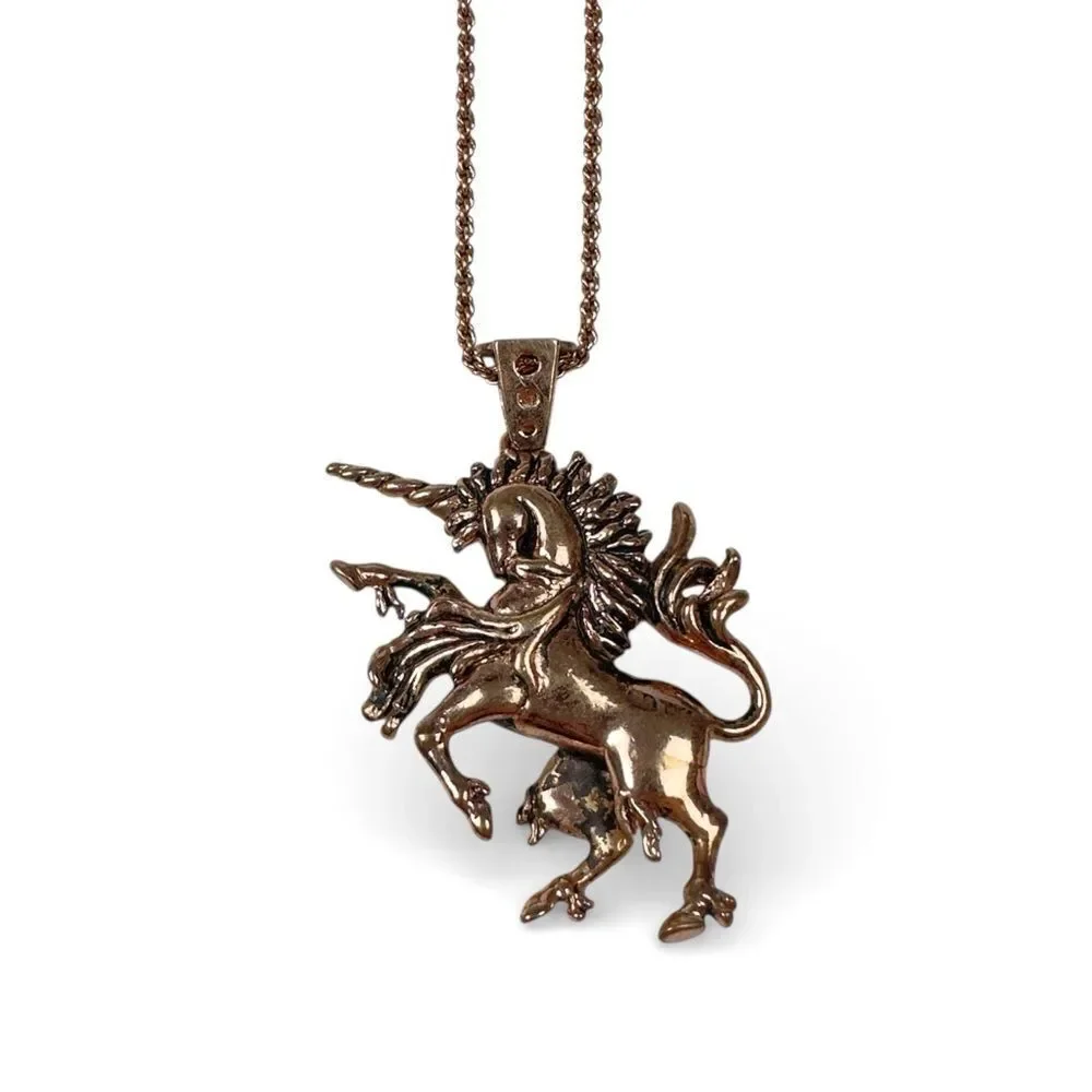Han Cholo Last Unicorn Pendant Rope Chain Necklace Rose Gold Vintage Y2K